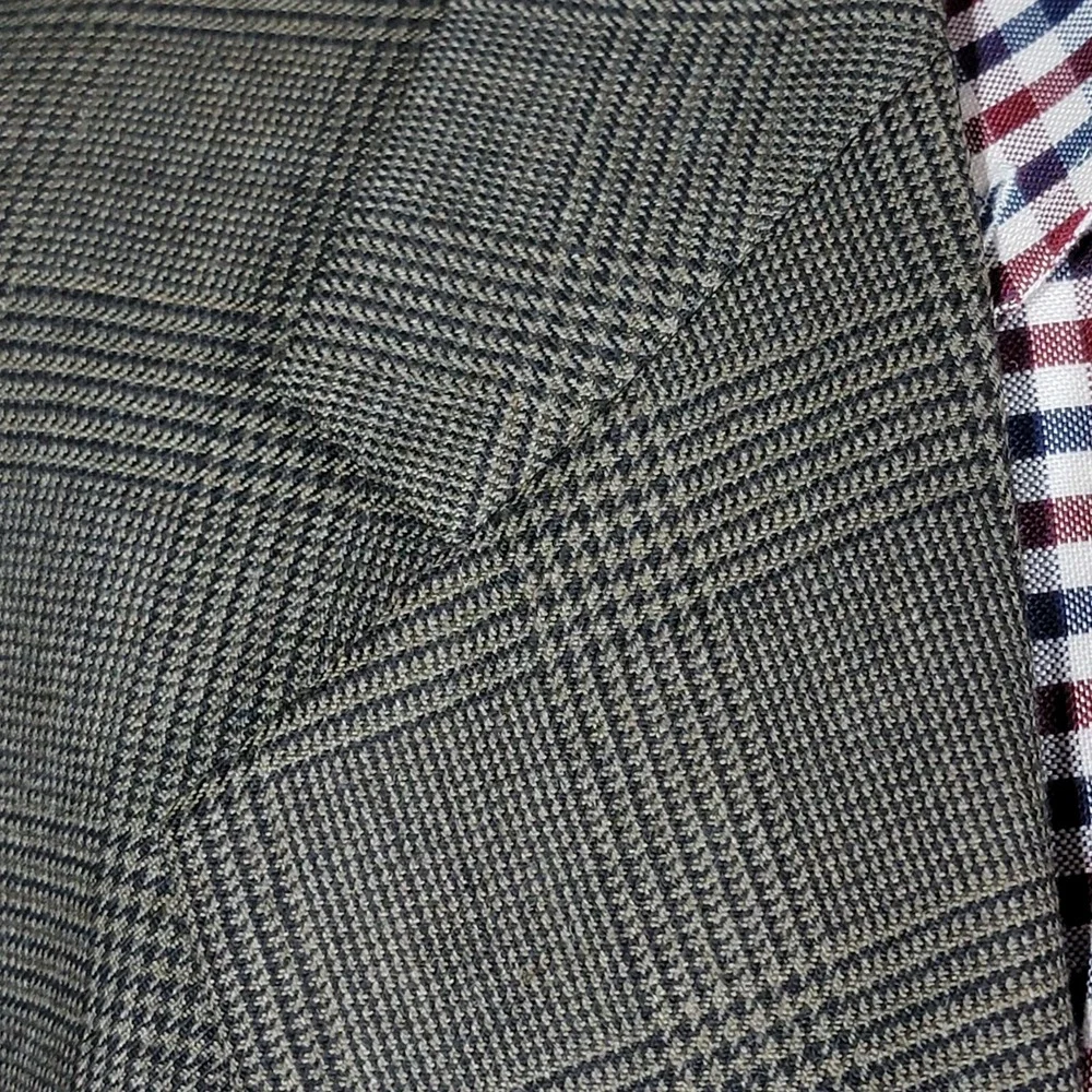 Club Room Men's Sport Coat Blazer Two Button‎ Plaid Brown Pure Wool Size 43R